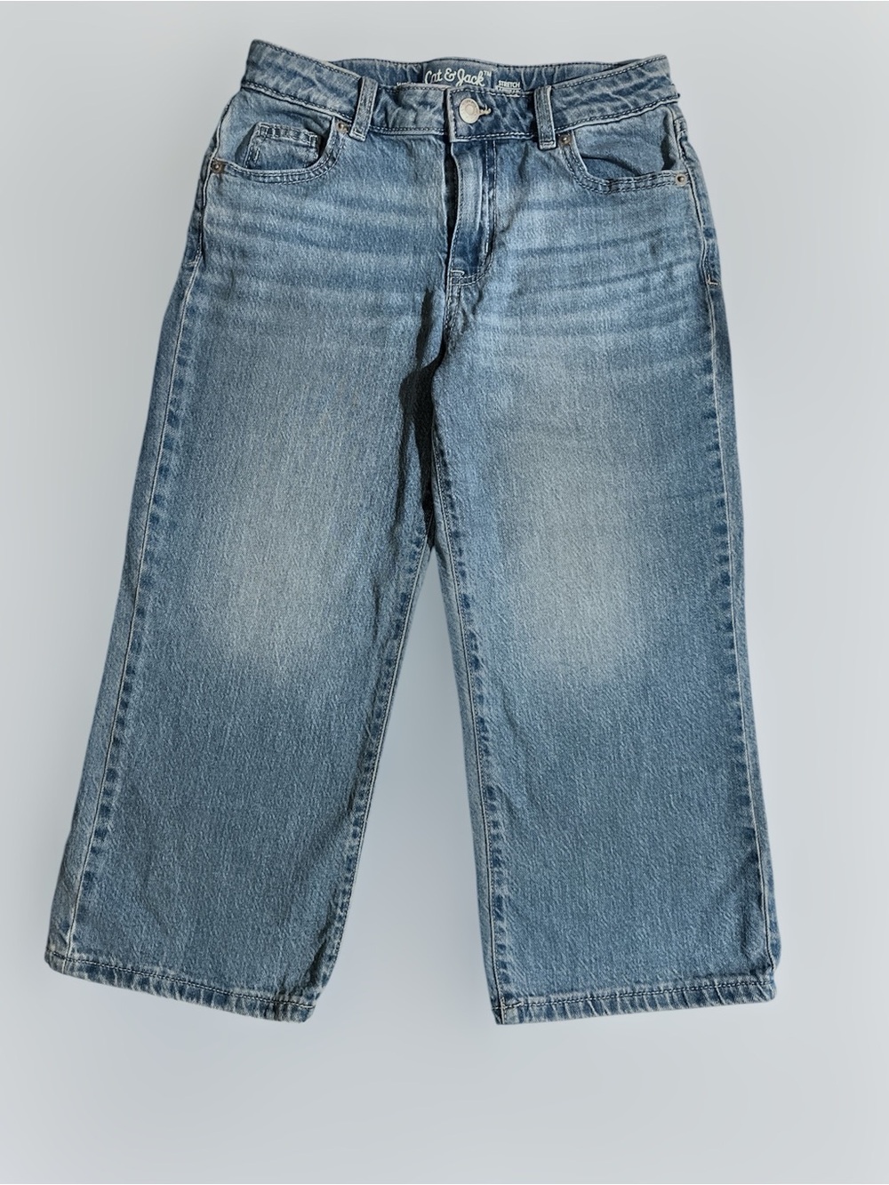 New Cat & Jack light blue wide-leg cropped kids jeans
